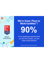 We're a great place to work. Work certified 90%.